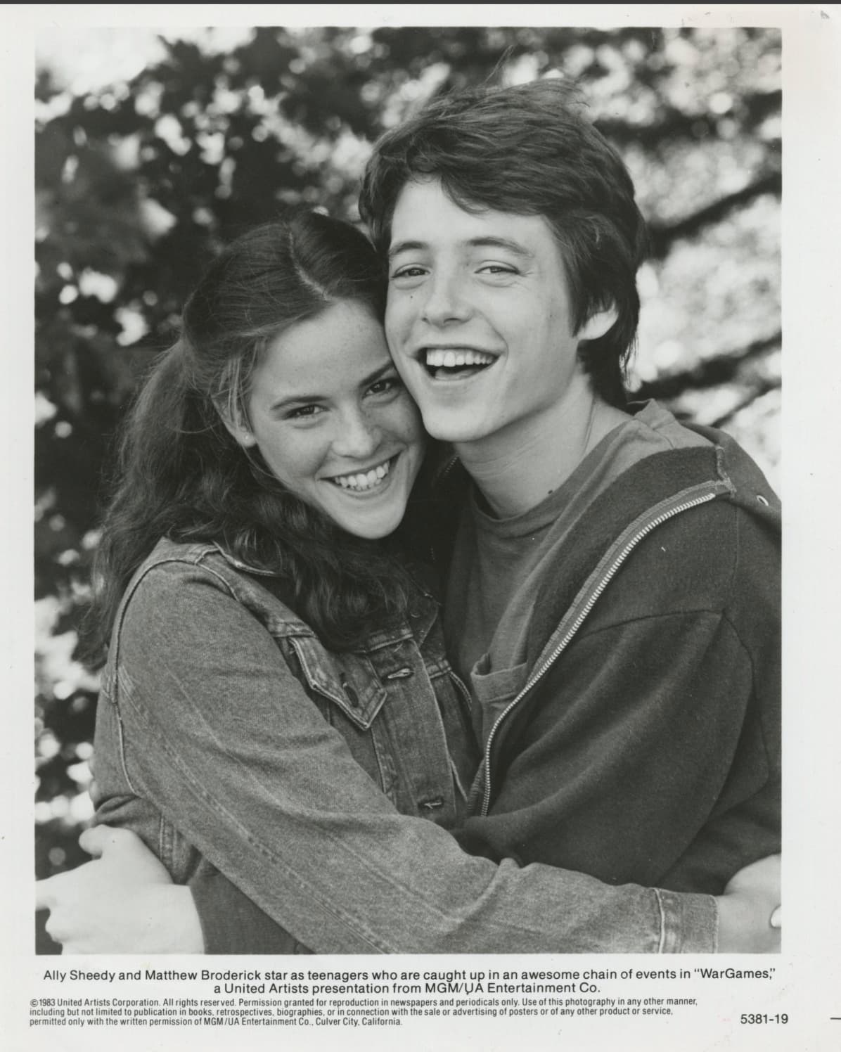 Ally Sheedy and Matthew Broderick star as teenagers who are caught up in an awesome chain of events in "WarGames," a United Artists presentation from MgmUa Entertainment Co. 1983 United Artists Corporation. All rights reserved. Permission granted for…
